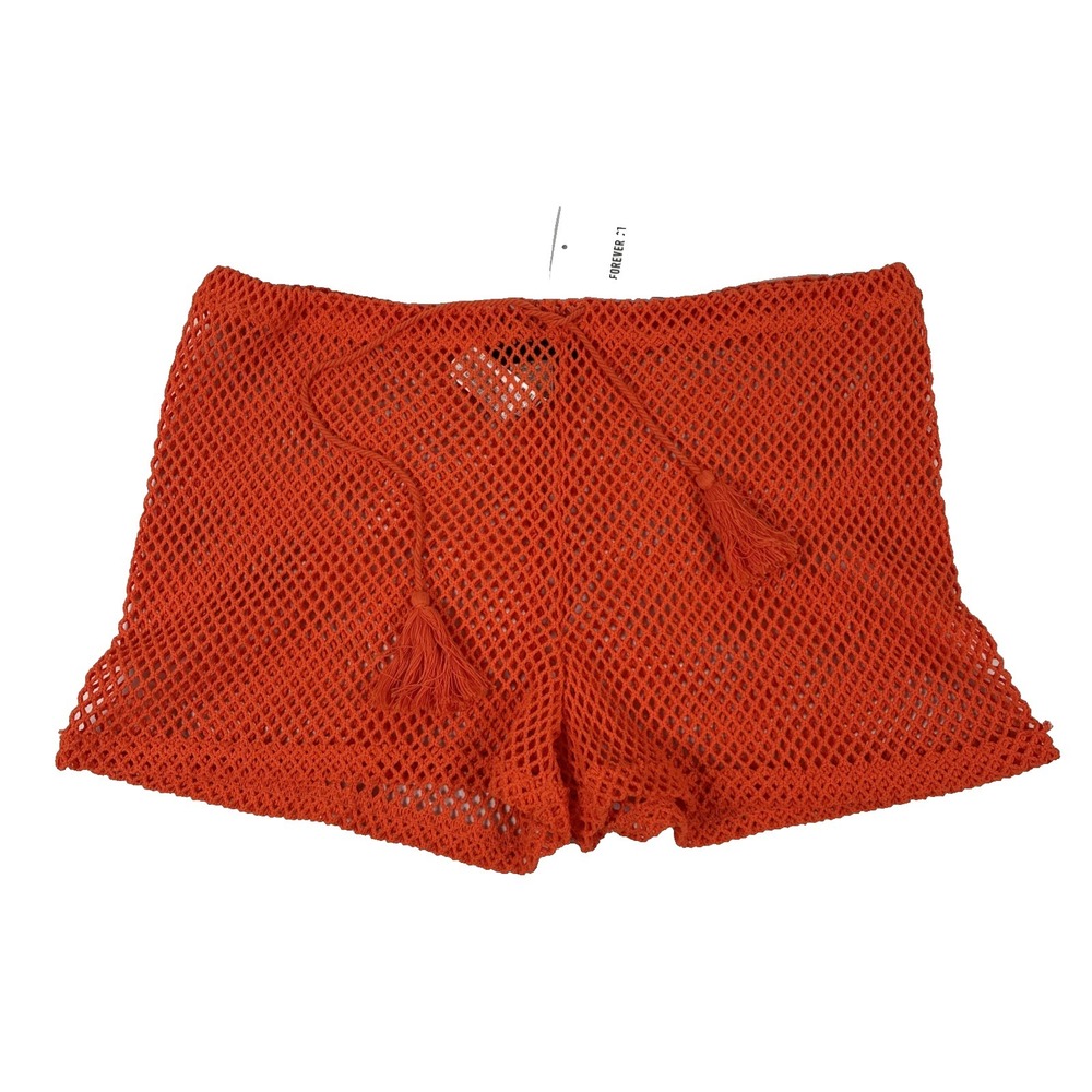 New‎ Women's Forever 21 Swim Cover Up Mesh Shorts Size Small NWT Orange